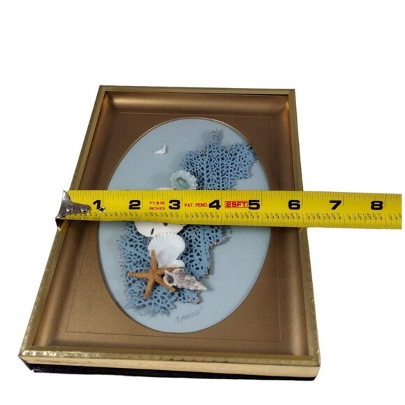 Nautical Shadow Box Shell Starfish Sand Dollar Coral Signed 8x6 Frame Decor - Picture 7 of 7